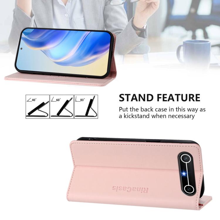For Tenco Spark Slim 5G RC01 Dual-Folded Magnetic Suction RFID Leather Phone Case
