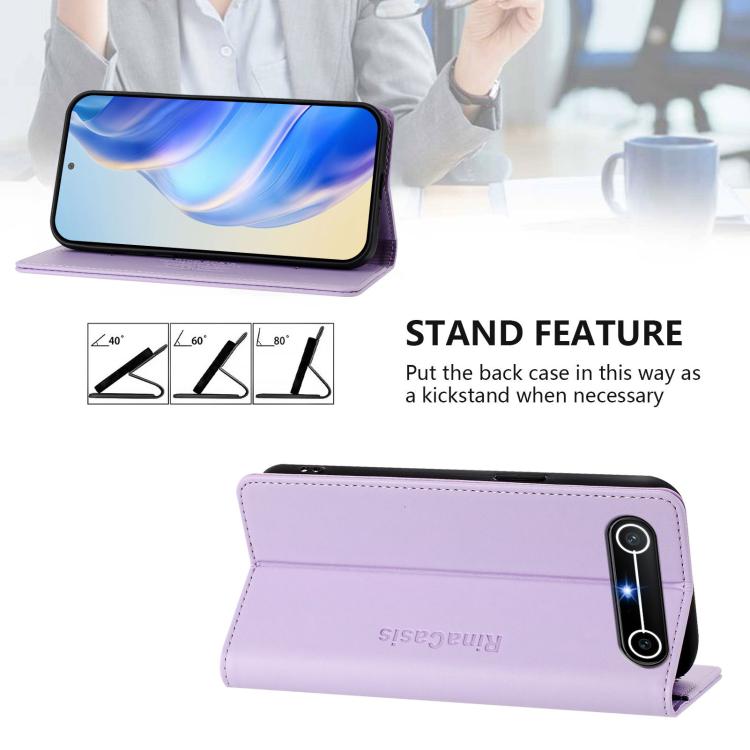 For Tenco Spark Slim 5G RC01 Dual-Folded Magnetic Suction RFID Leather Phone Case