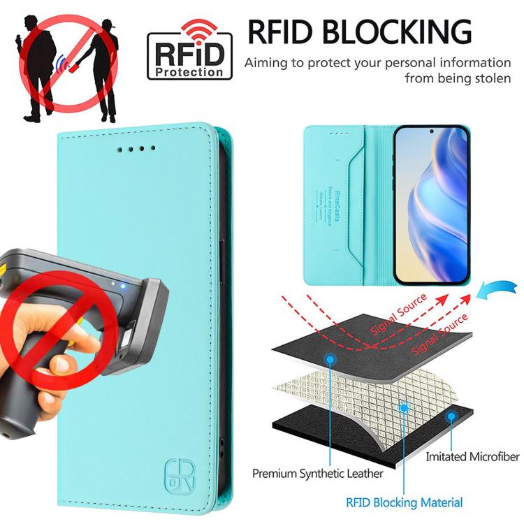 For Tecno Camon 50 4G RC01 Dual-Folded Magnetic Suction RFID Leather Phone Case