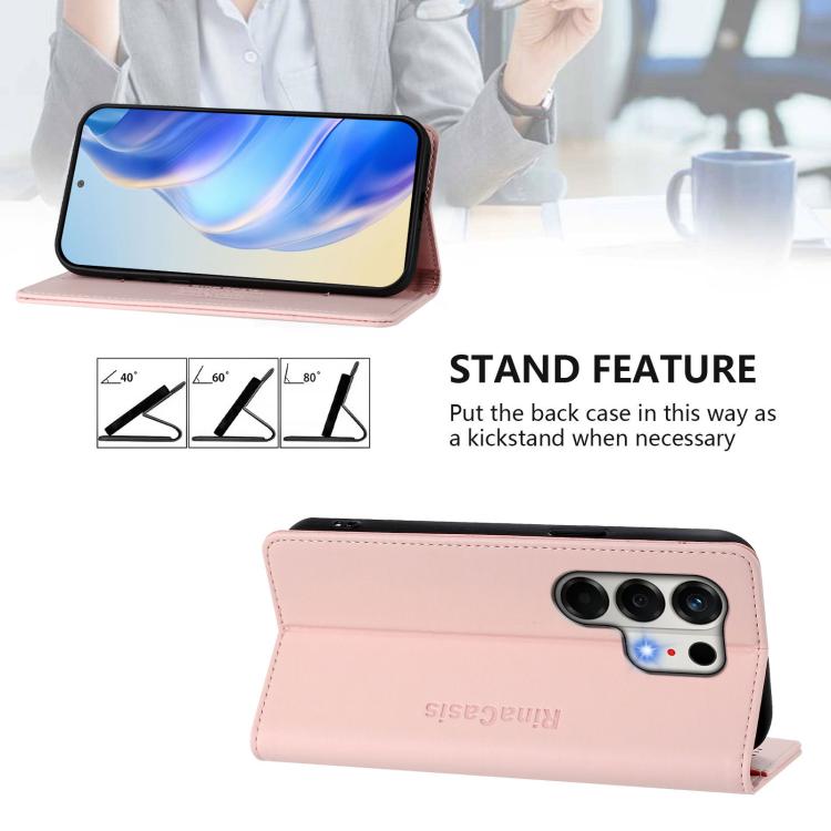 For Tecno Camon 50 4G RC01 Dual-Folded Magnetic Suction RFID Leather Phone Case