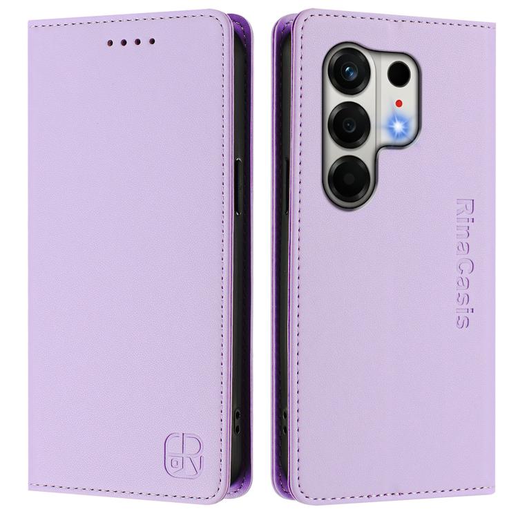 For Tecno Camon 50 4G RC01 Dual-Folded Magnetic Suction RFID Leather Phone Case