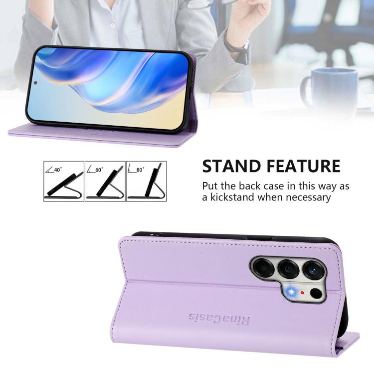 For Tecno Camon 50 4G RC01 Dual-Folded Magnetic Suction RFID Leather Phone Case