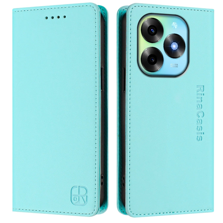 For Itel S23+ RC01 Dual-Folded Magnetic Suction RFID Leather Phone Case