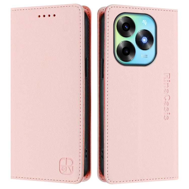 For Itel S23+ RC01 Dual-Folded Magnetic Suction RFID Leather Phone Case