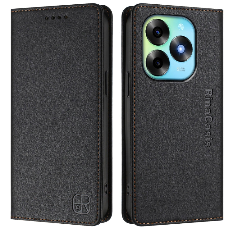 For Itel S23+ RC01 Dual-Folded Magnetic Suction RFID Leather Phone Case