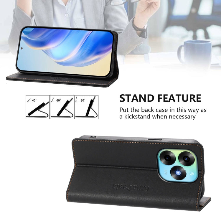 For Itel S23+ RC01 Dual-Folded Magnetic Suction RFID Leather Phone Case