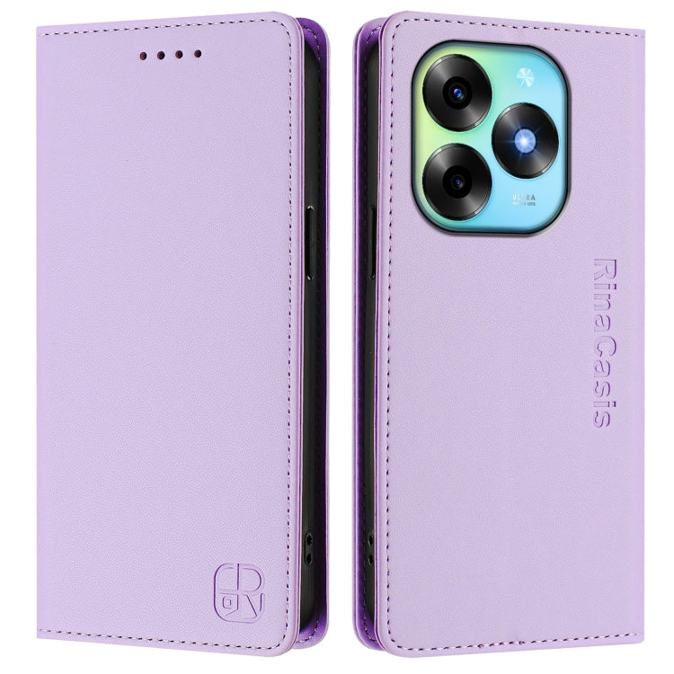 For Itel S23+ RC01 Dual-Folded Magnetic Suction RFID Leather Phone Case