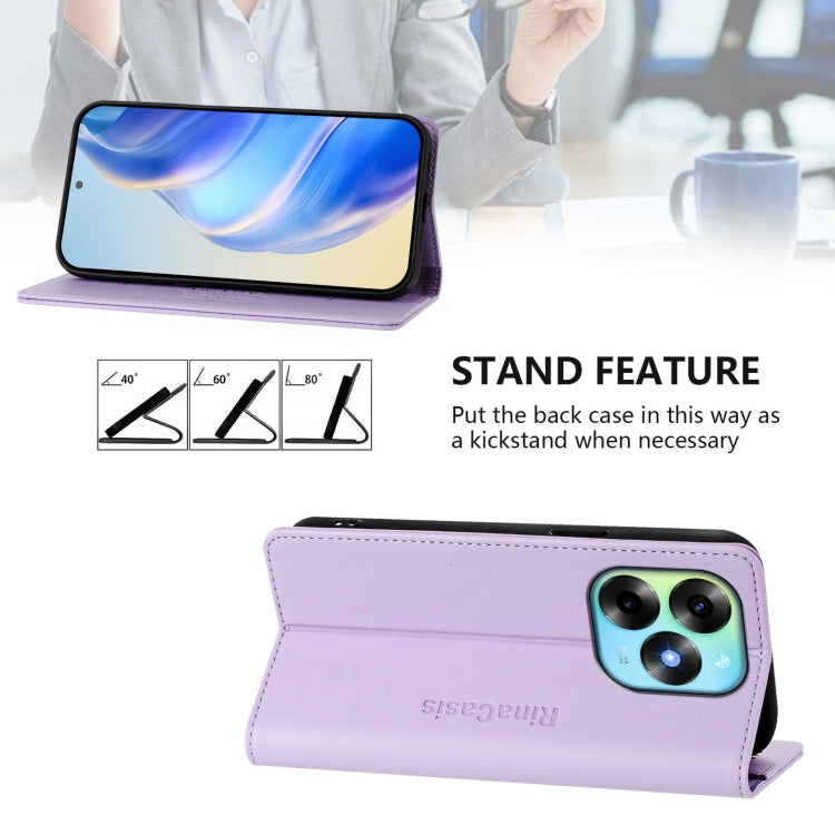 For Itel S23+ RC01 Dual-Folded Magnetic Suction RFID Leather Phone Case