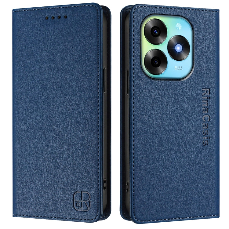 For Itel S23+ RC01 Dual-Folded Magnetic Suction RFID Leather Phone Case