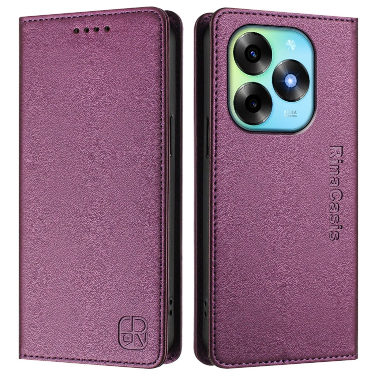 For Itel S23+ RC01 Dual-Folded Magnetic Suction RFID Leather Phone Case