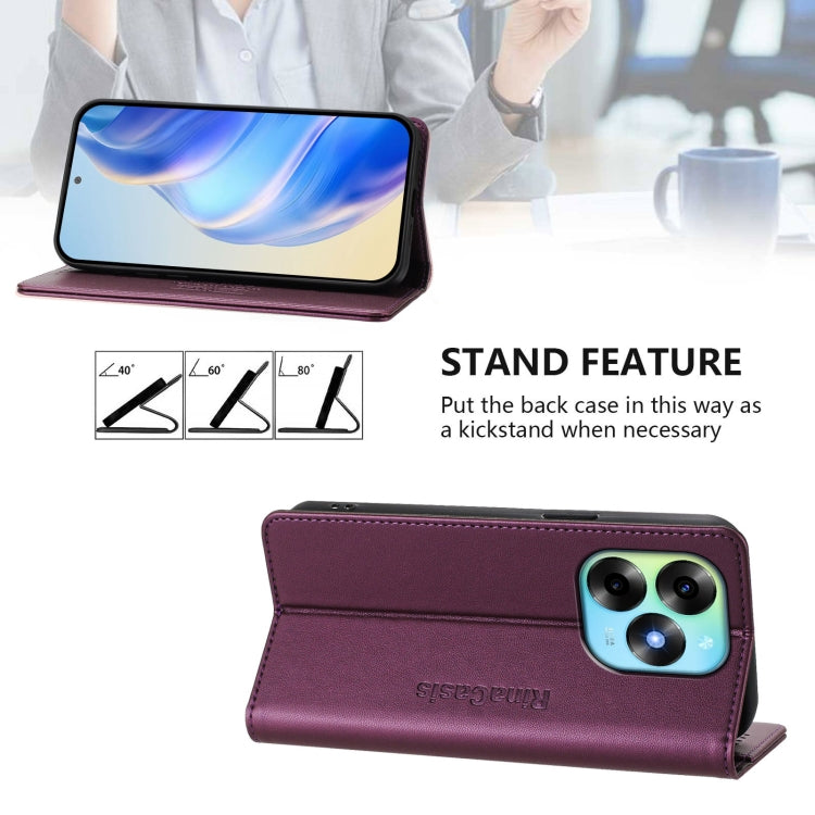 For Itel S23+ RC01 Dual-Folded Magnetic Suction RFID Leather Phone Case