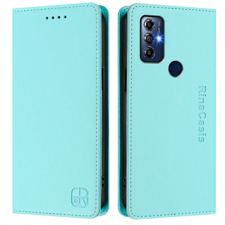 For Motorola G Pure / Moto G Play 2023 RC01 Dual-Folded Magnetic Suction RFID Leather Phone Case