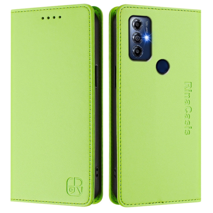 For Motorola G Pure / Moto G Play 2023 RC01 Dual-Folded Magnetic Suction RFID Leather Phone Case