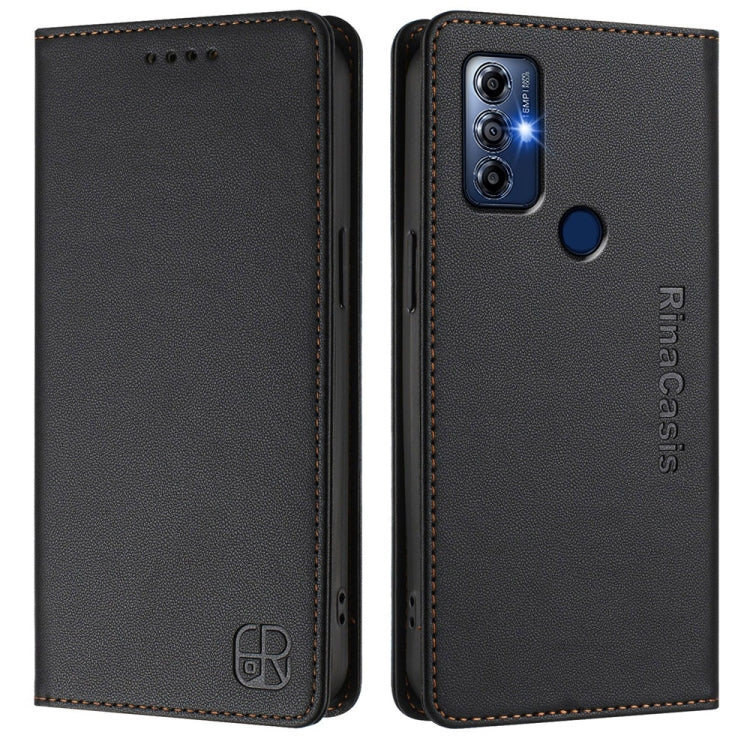 For Motorola G Pure / Moto G Play 2023 RC01 Dual-Folded Magnetic Suction RFID Leather Phone Case