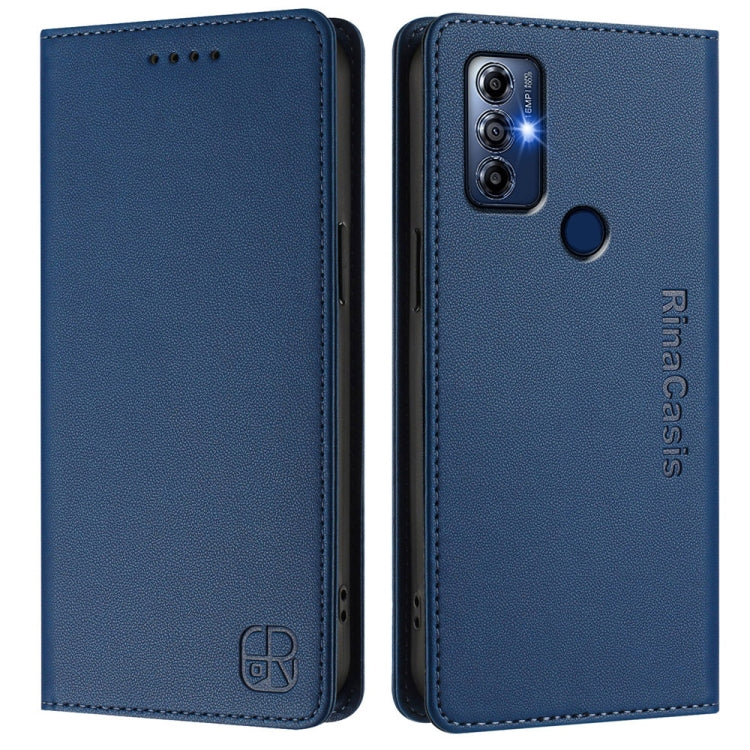 For Motorola G Pure / Moto G Play 2023 RC01 Dual-Folded Magnetic Suction RFID Leather Phone Case