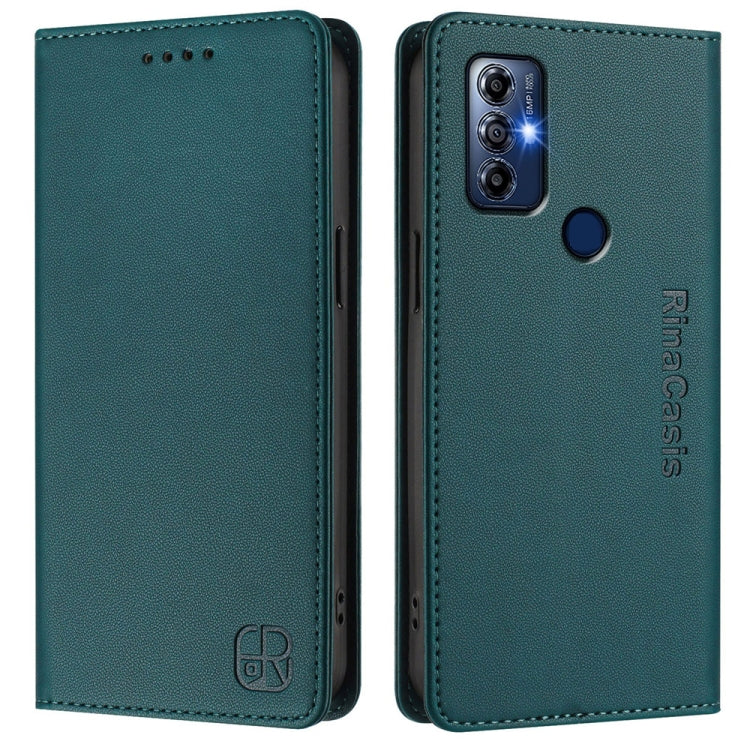 For Motorola G Pure / Moto G Play 2023 RC01 Dual-Folded Magnetic Suction RFID Leather Phone Case