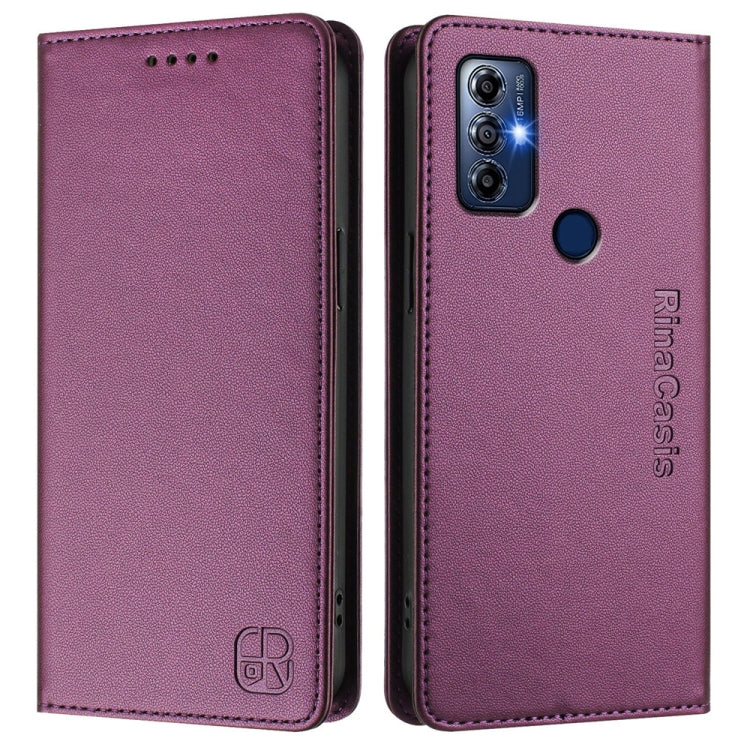 For Motorola G Pure / Moto G Play 2023 RC01 Dual-Folded Magnetic Suction RFID Leather Phone Case