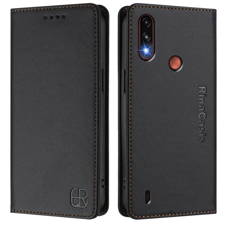 For Motorola Moto E7 Power RC01 Dual-Folded Magnetic Suction RFID Leather Phone Case