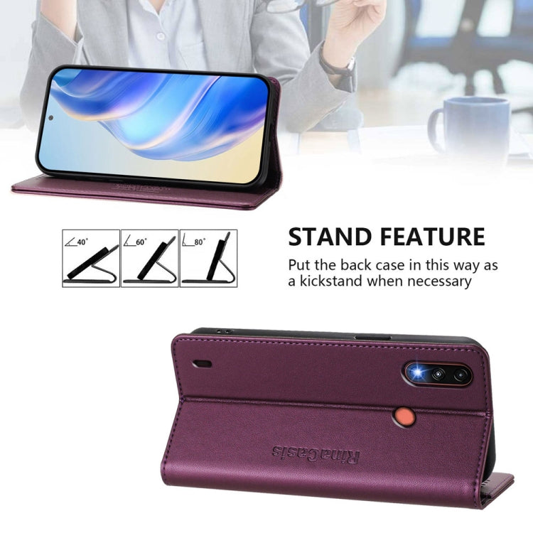For Motorola Moto E7 Power RC01 Dual-Folded Magnetic Suction RFID Leather Phone Case