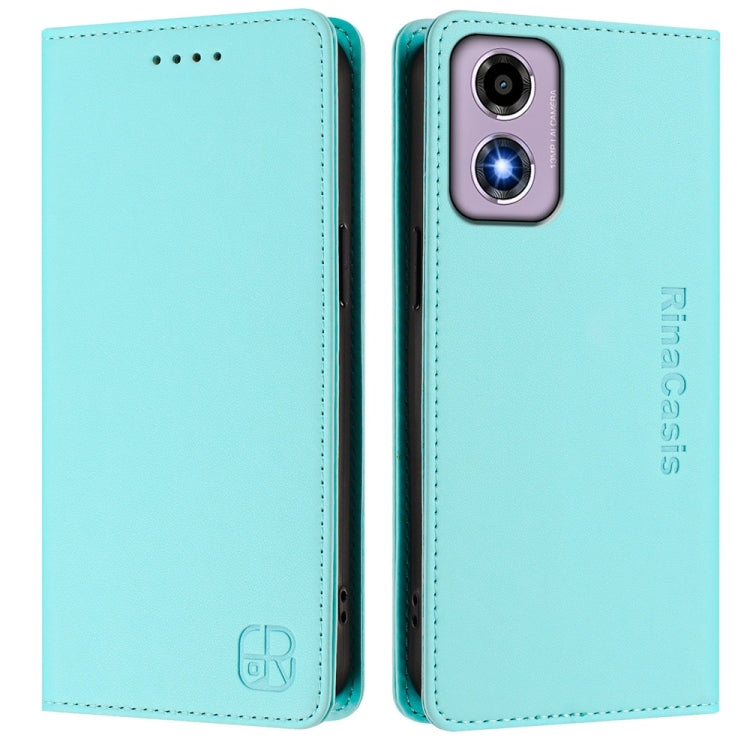 For Motorola Moto E14 / G24 / G04 / G04s RC01 Dual-Folded Magnetic Suction RFID Leather Phone Case