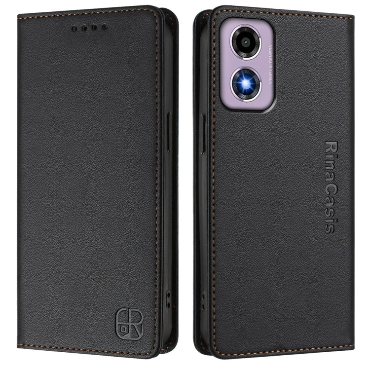 For Motorola Moto E14 / G24 / G04 / G04s RC01 Dual-Folded Magnetic Suction RFID Leather Phone Case