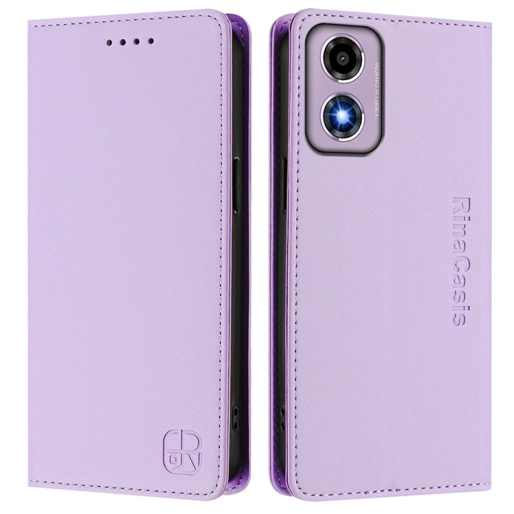 For Motorola Moto E14 / G24 / G04 / G04s RC01 Dual-Folded Magnetic Suction RFID Leather Phone Case