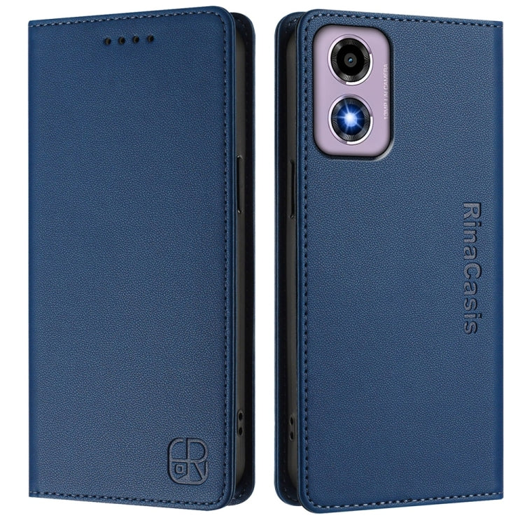 For Motorola Moto E14 / G24 / G04 / G04s RC01 Dual-Folded Magnetic Suction RFID Leather Phone Case