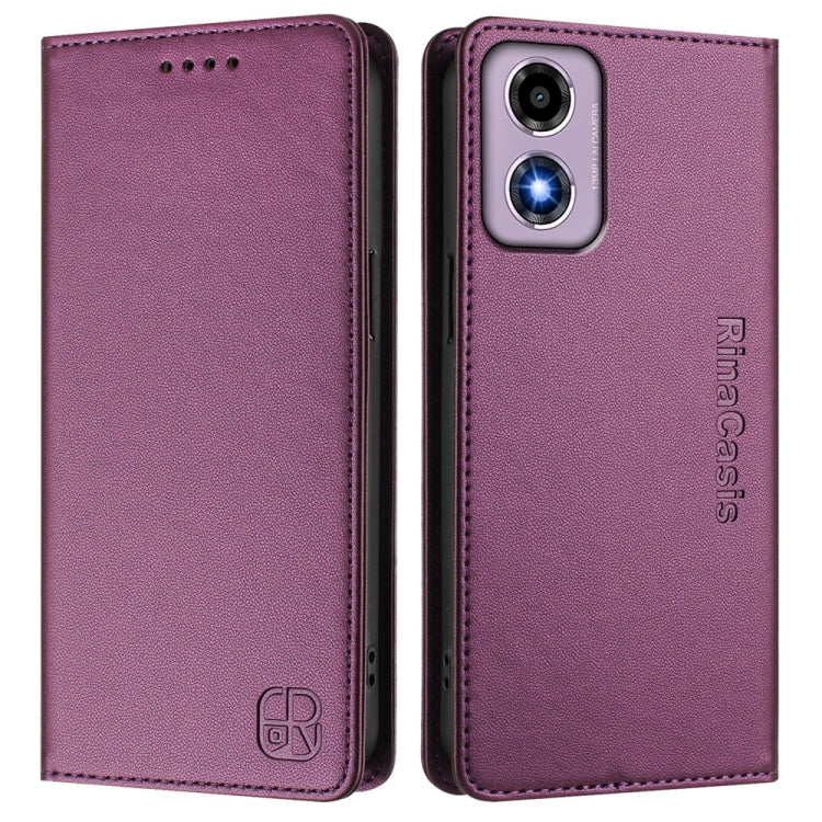 For Motorola Moto E14 / G24 / G04 / G04s RC01 Dual-Folded Magnetic Suction RFID Leather Phone Case