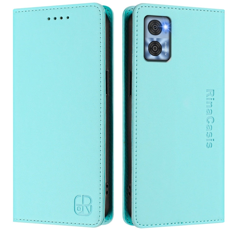 For Motorola Moto E22 / Moto E22i RC01 Dual-Folded Magnetic Suction RFID Leather Phone Case
