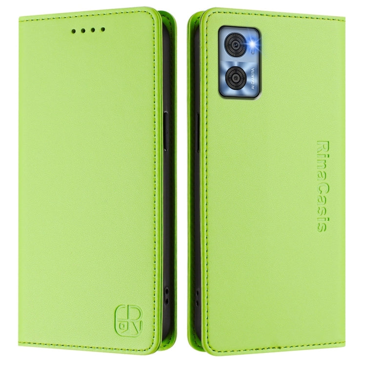For Motorola Moto E22 / Moto E22i RC01 Dual-Folded Magnetic Suction RFID Leather Phone Case