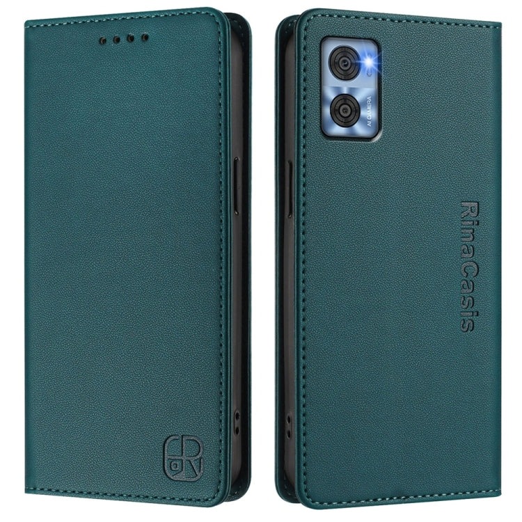 For Motorola Moto E22 / Moto E22i RC01 Dual-Folded Magnetic Suction RFID Leather Phone Case