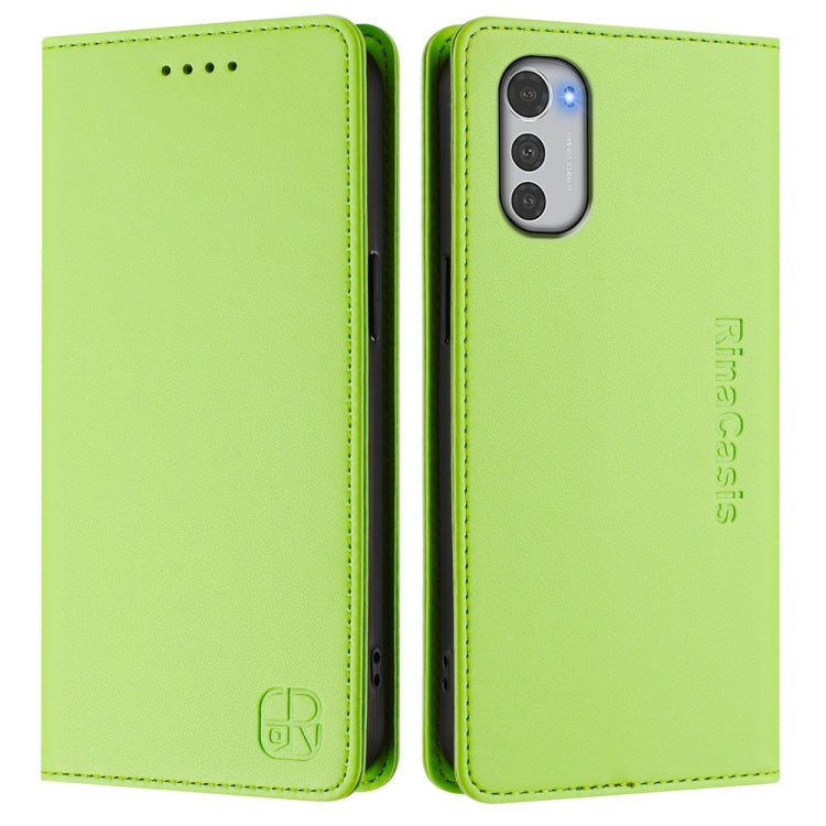 For Motorola Moto E32 Global RC01 Dual-Folded Magnetic Suction RFID Leather Phone Case