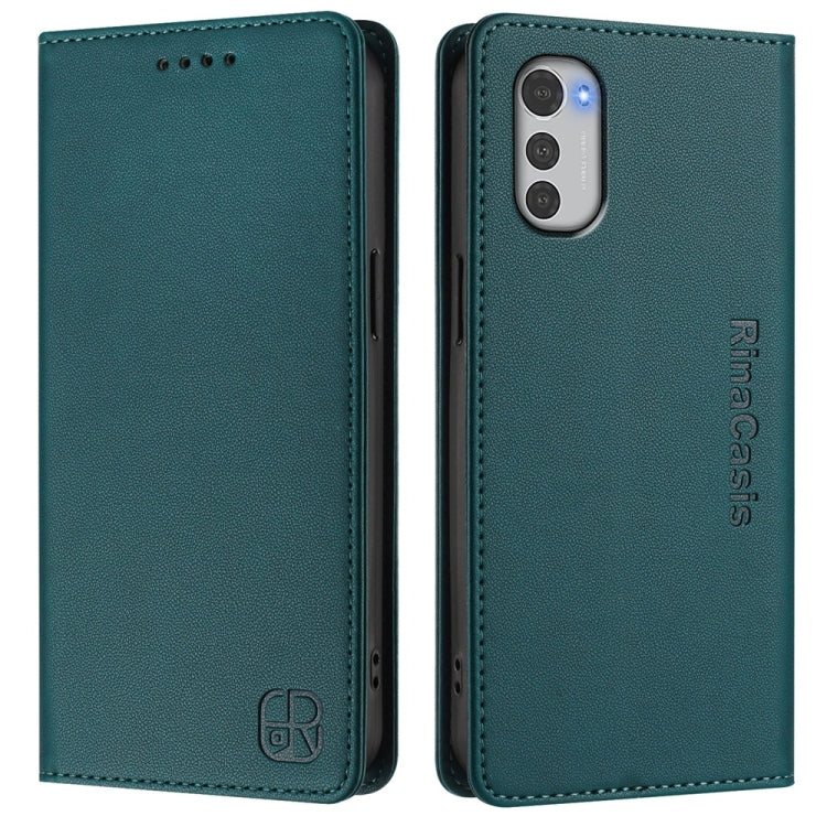 For Motorola Moto E32 Global RC01 Dual-Folded Magnetic Suction RFID Leather Phone Case