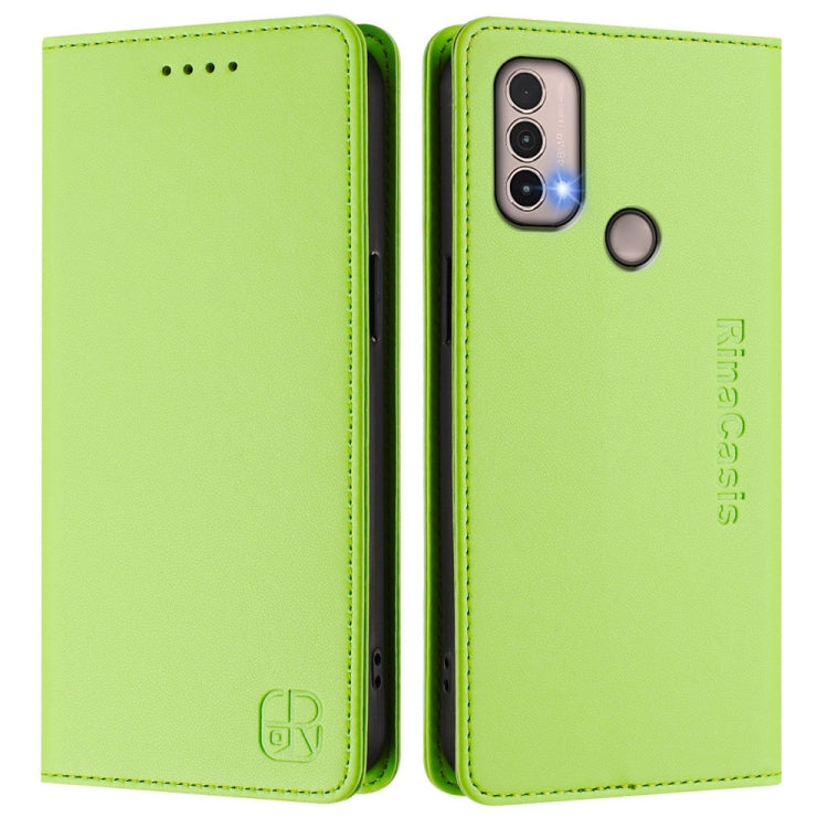 For Motorola Moto E40 / E30 / E20 RC01 Dual-Folded Magnetic Suction RFID Leather Phone Case
