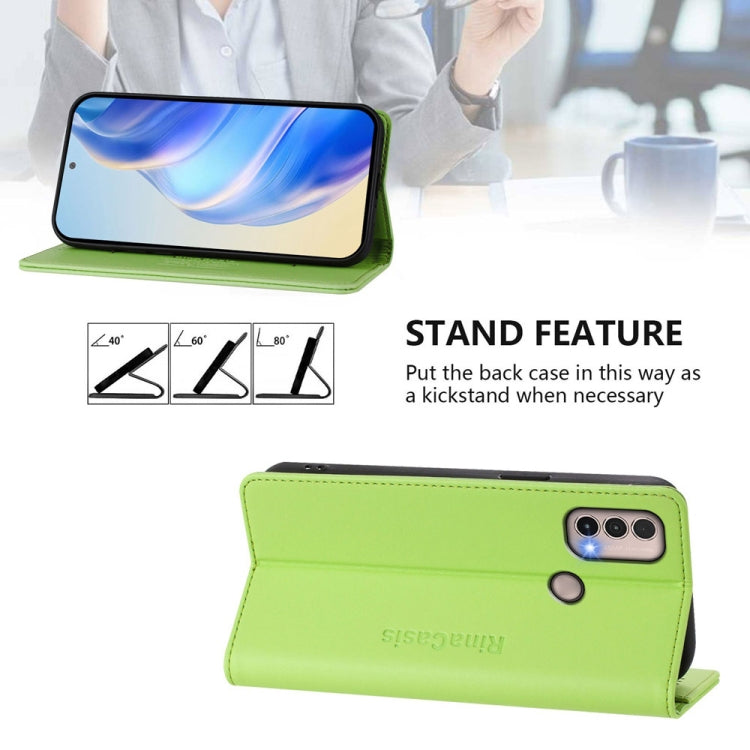 For Motorola Moto E40 / E30 / E20 RC01 Dual-Folded Magnetic Suction RFID Leather Phone Case