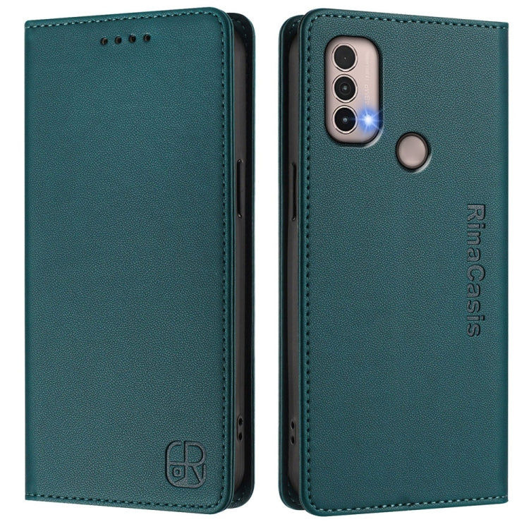 For Motorola Moto E40 / E30 / E20 RC01 Dual-Folded Magnetic Suction RFID Leather Phone Case