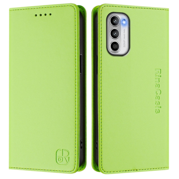 For Motorola Moto G 5G 2022 RC01 Dual-Folded Magnetic Suction RFID Leather Phone Case