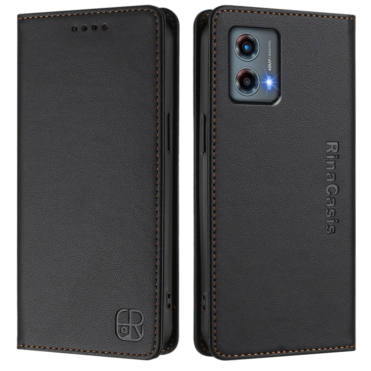 For Motorola Moto G 5G 2023 RC01 Dual-Folded Magnetic Suction RFID Leather Phone Case