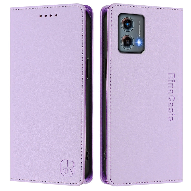 For Motorola Moto G 5G 2023 RC01 Dual-Folded Magnetic Suction RFID Leather Phone Case
