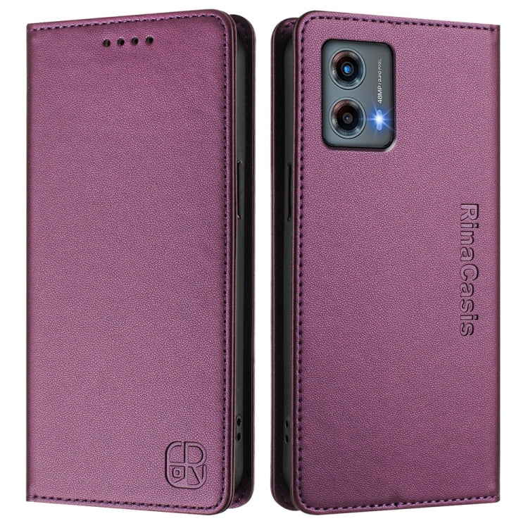 For Motorola Moto G 5G 2023 RC01 Dual-Folded Magnetic Suction RFID Leather Phone Case