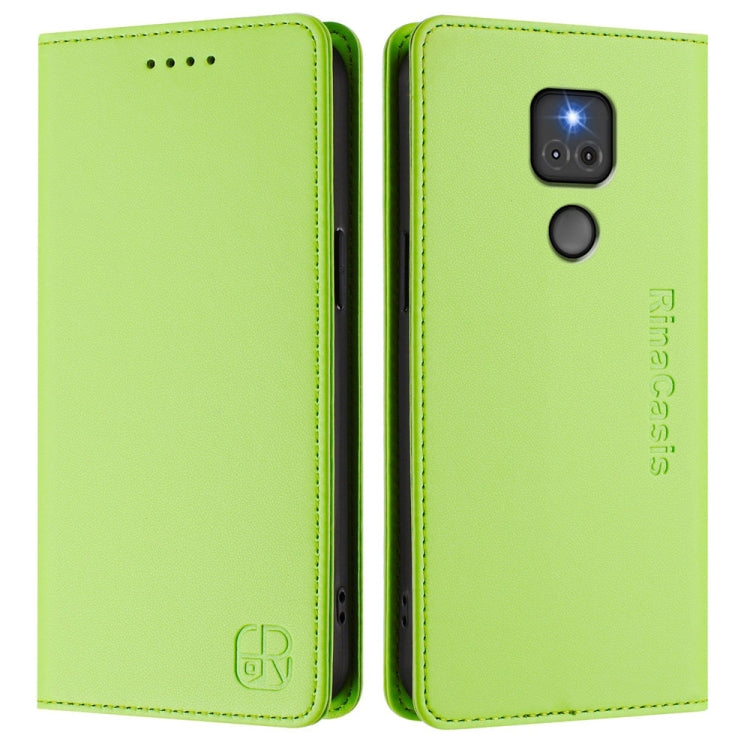 For Motorola Moto G Play 2021 RC01 Dual-Folded Magnetic Suction RFID Leather Phone Case
