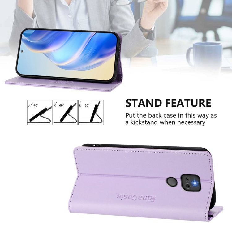 For Motorola Moto G Play 2021 RC01 Dual-Folded Magnetic Suction RFID Leather Phone Case