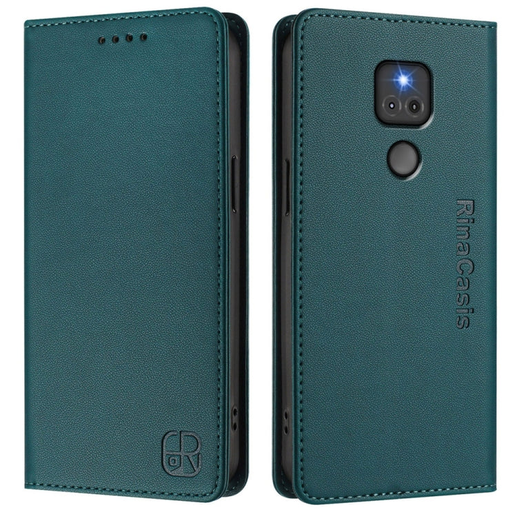 For Motorola Moto G Play 2021 RC01 Dual-Folded Magnetic Suction RFID Leather Phone Case