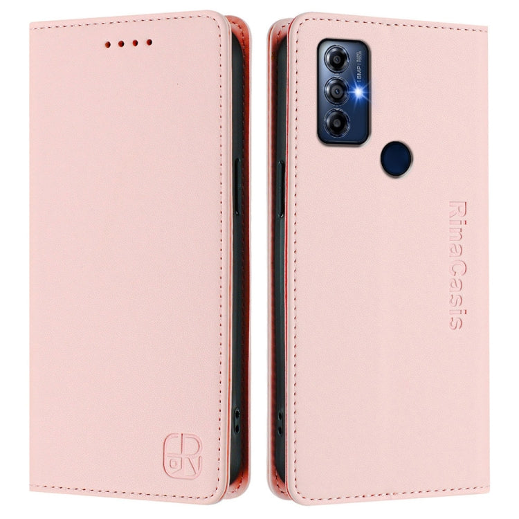 For Motorola Moto G Play 2022 RC01 Dual-Folded Magnetic Suction RFID Leather Phone Case