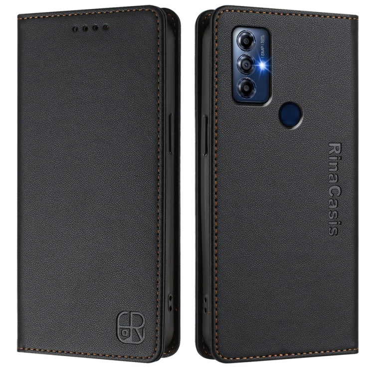 For Motorola Moto G Play 2022 RC01 Dual-Folded Magnetic Suction RFID Leather Phone Case