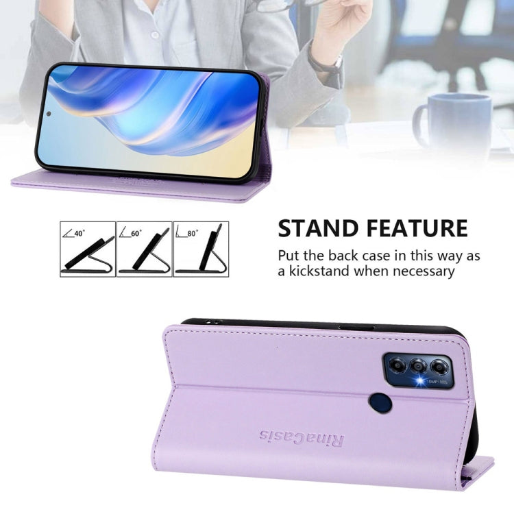 For Motorola Moto G Play 2022 RC01 Dual-Folded Magnetic Suction RFID Leather Phone Case
