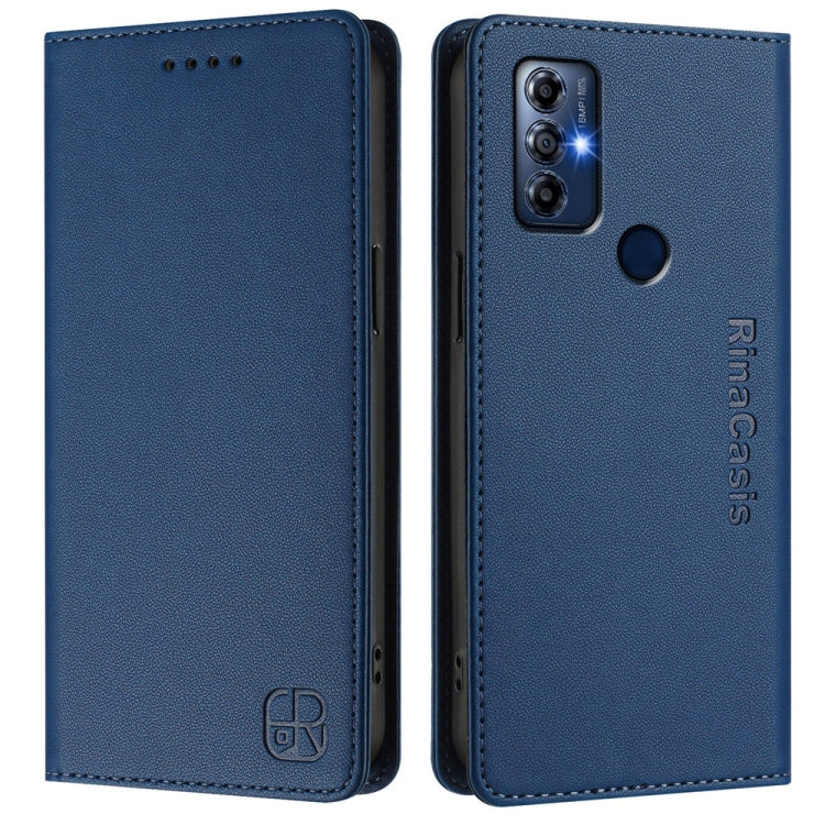 For Motorola Moto G Play 2022 RC01 Dual-Folded Magnetic Suction RFID Leather Phone Case