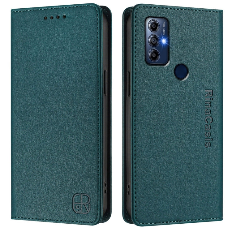 For Motorola Moto G Play 2022 RC01 Dual-Folded Magnetic Suction RFID Leather Phone Case