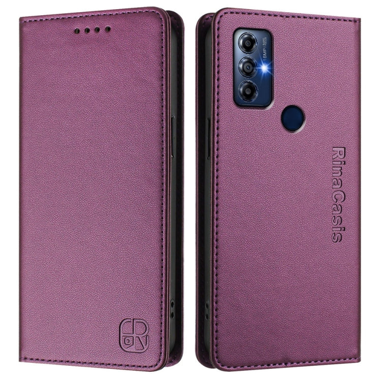 For Motorola Moto G Play 2022 RC01 Dual-Folded Magnetic Suction RFID Leather Phone Case