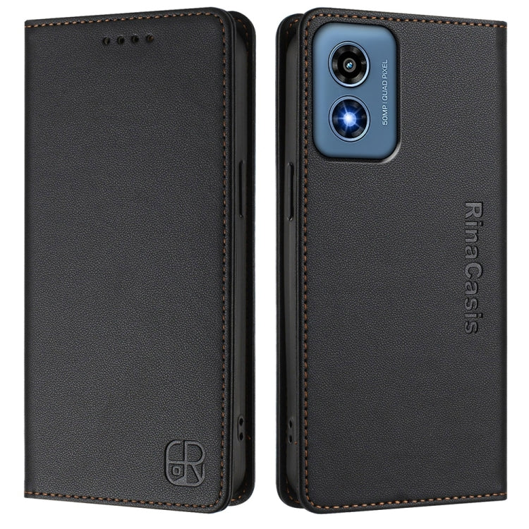 For Motorola Moto G Play 2024 / Moto G 5G 2024 RC01 Dual-Folded Magnetic Suction RFID Leather Phone Case